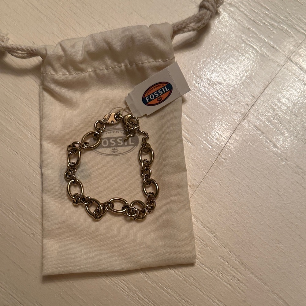 Fossil Women's Gold-Tone Interlocking Link Bracelet